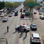Patrulla de la Guardia Nacional se pasa un alto e impacta un vehículo particular, dejando tres lesionados, sobre la avenida Madero Poniente de Morelia, Michoacán